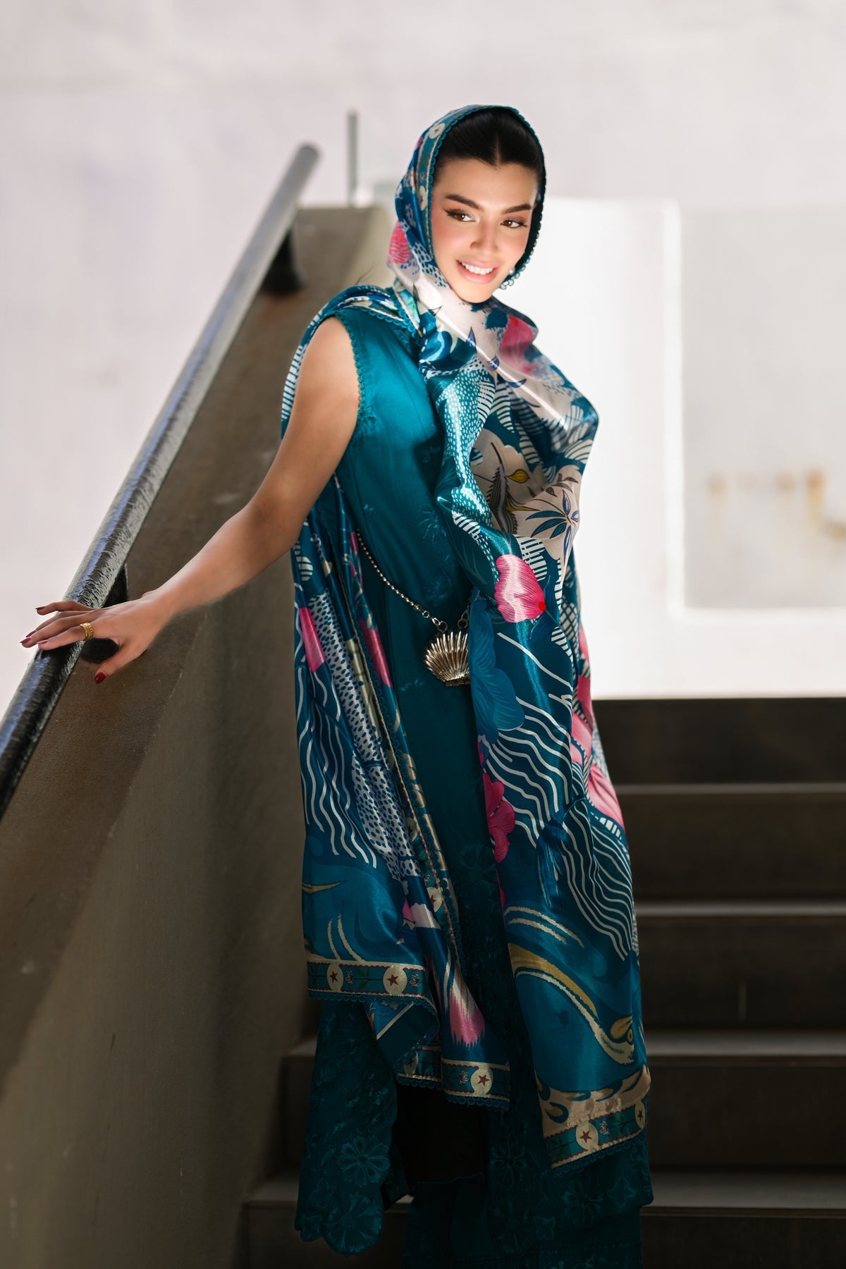 DEEP TURQUOISE LUXURY EMBROIDERED LAWN (NEL-26609) LUXURY LAWN X EID 2026