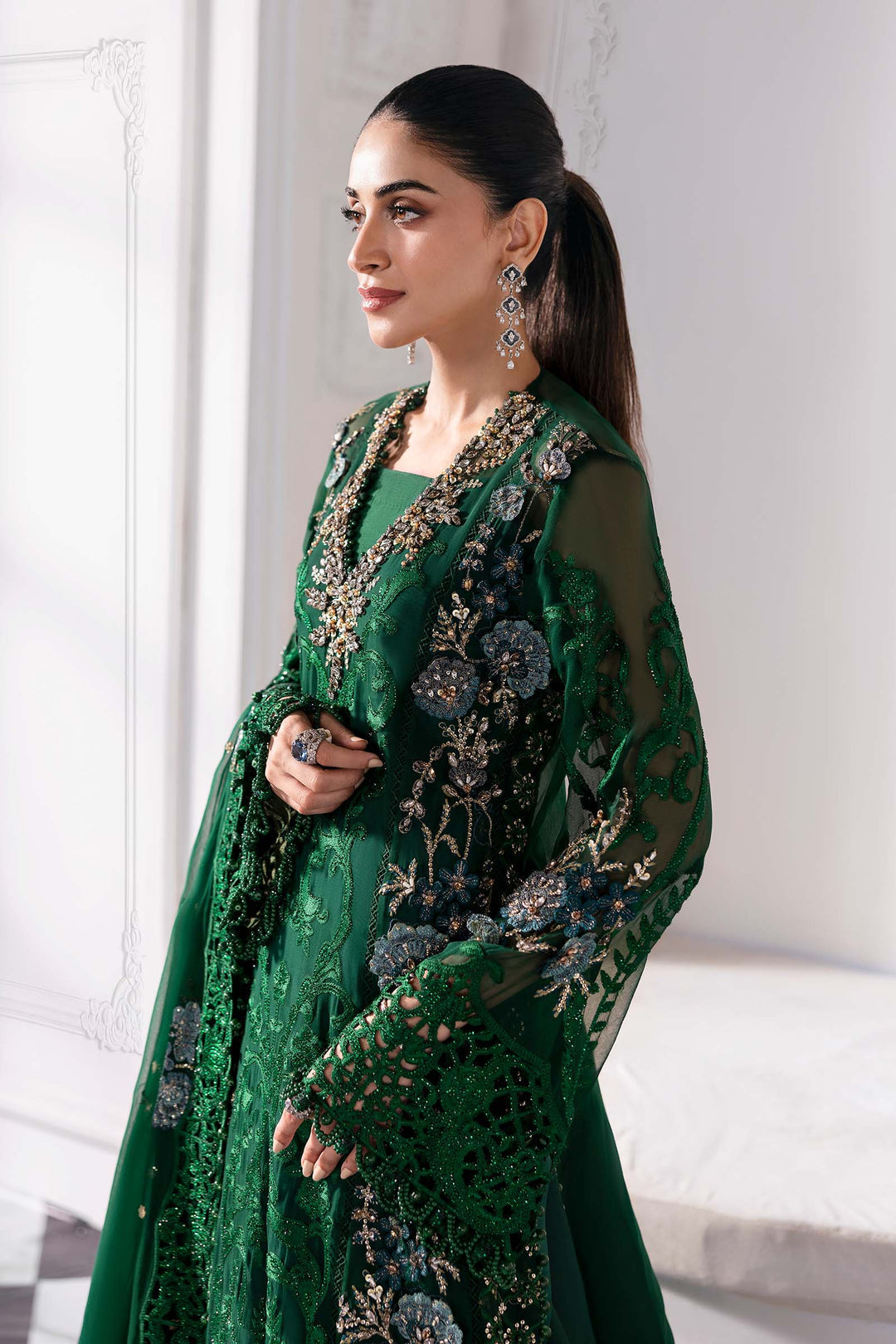 3 Piece Embroidered Chiffon Suit | BD-3008