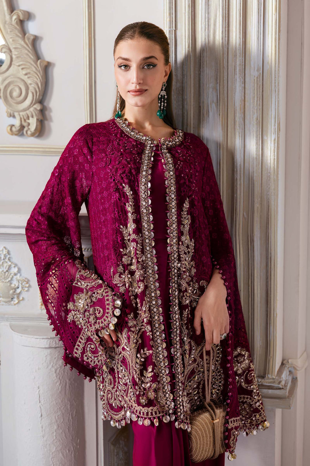 3 Piece Embroidered Chiffon Suit | BD-3003