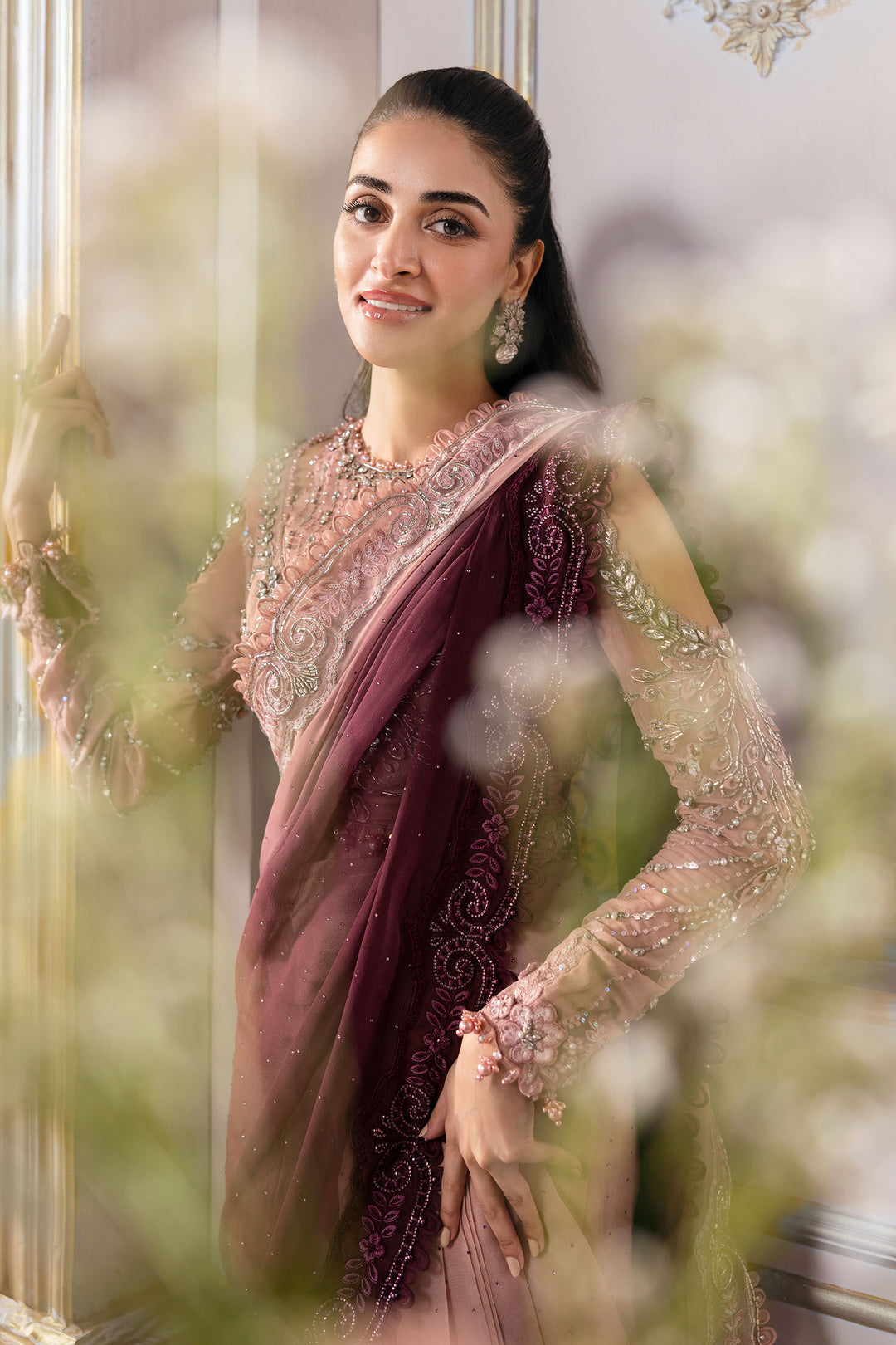 Embroidered Chiffon Saree | BD-3001