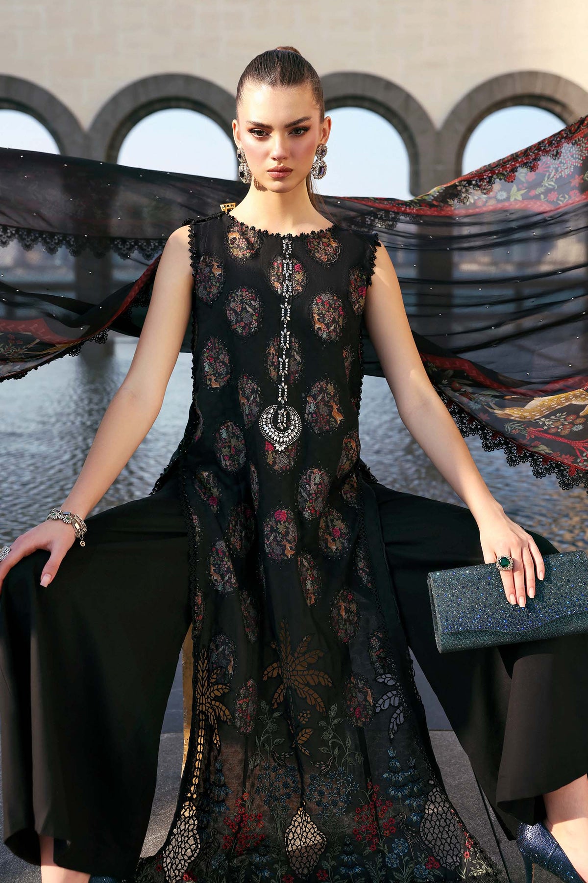 Embroidered Jacquard Lawn Suit