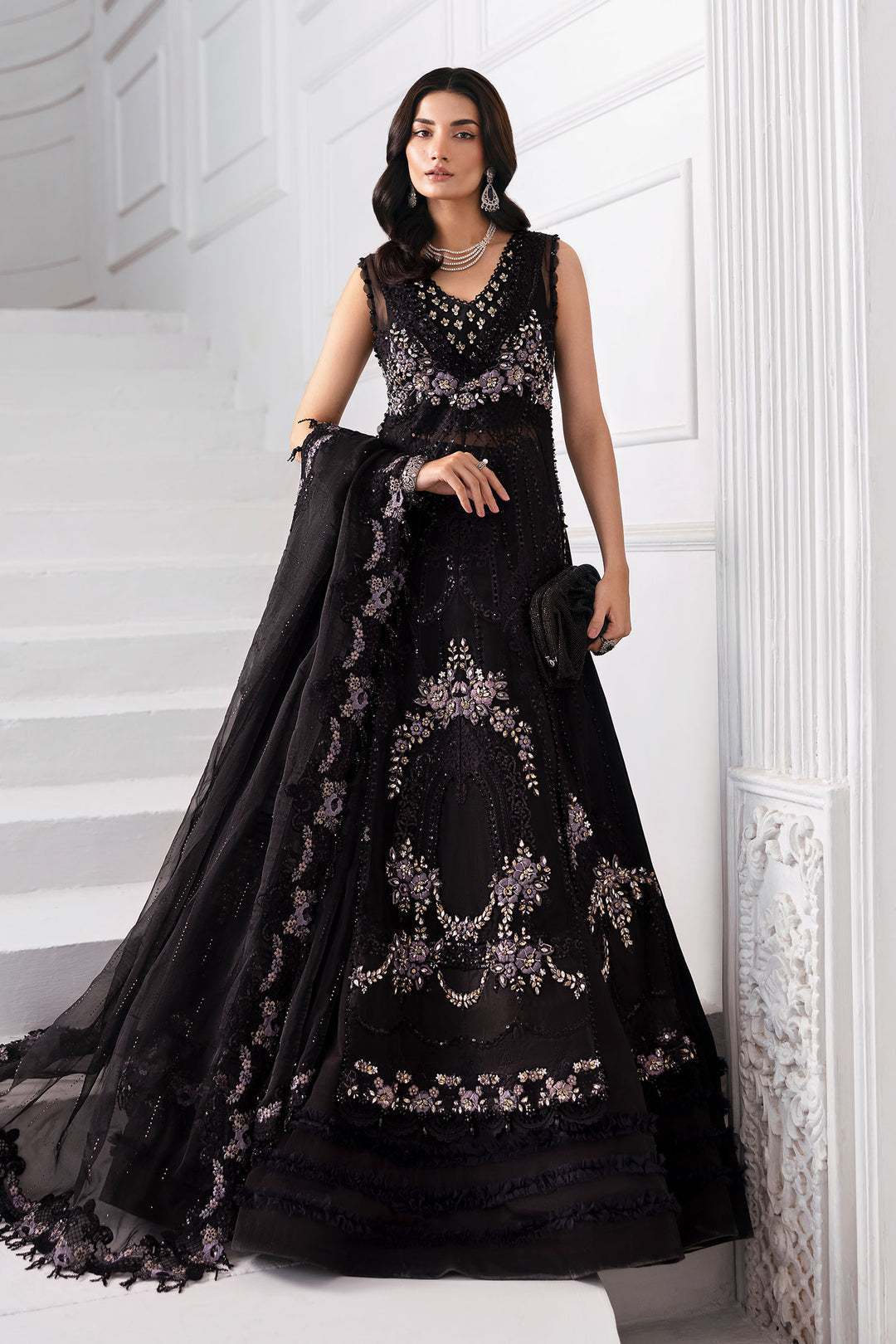 3 Piece Embroidered Organza Suit | BD-3004