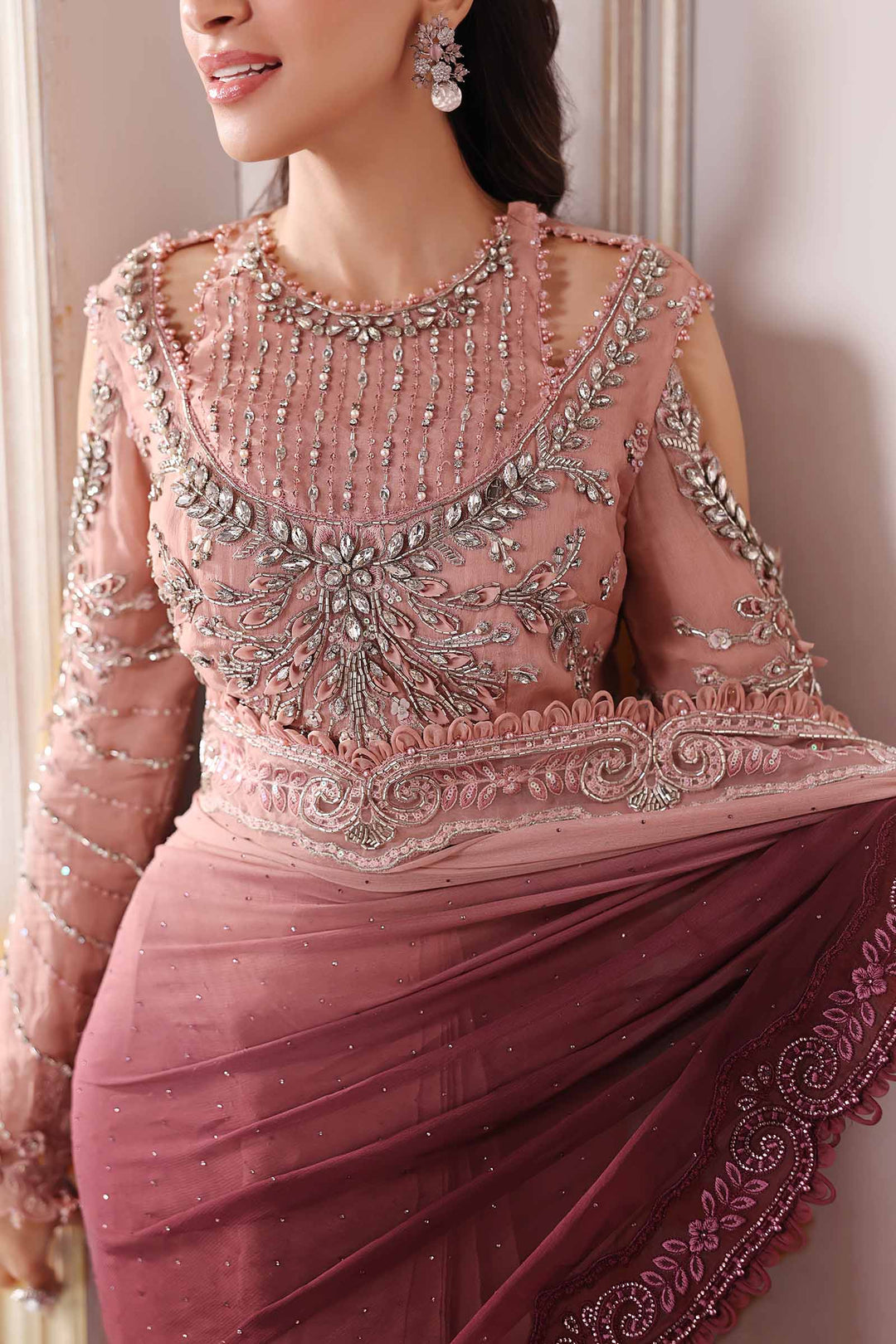 Embroidered Chiffon Saree | BD-3001