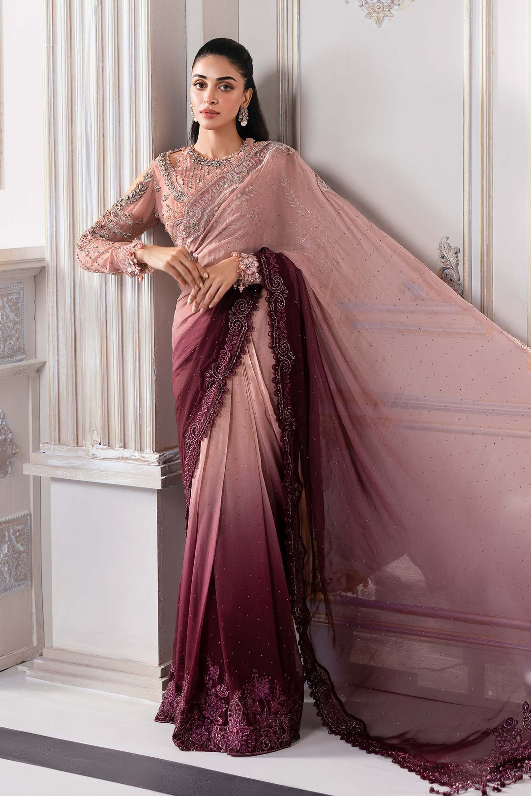 Embroidered Chiffon Saree | BD-3001