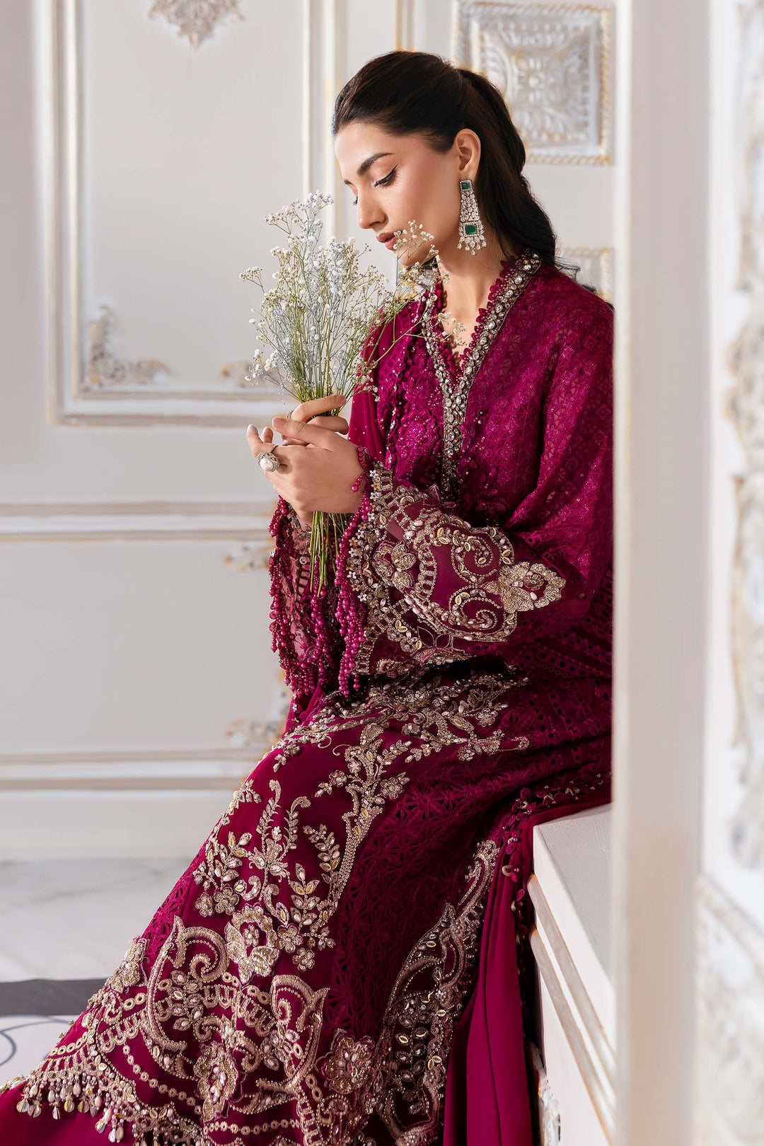 3 Piece Embroidered Chiffon Suit | BD-3003