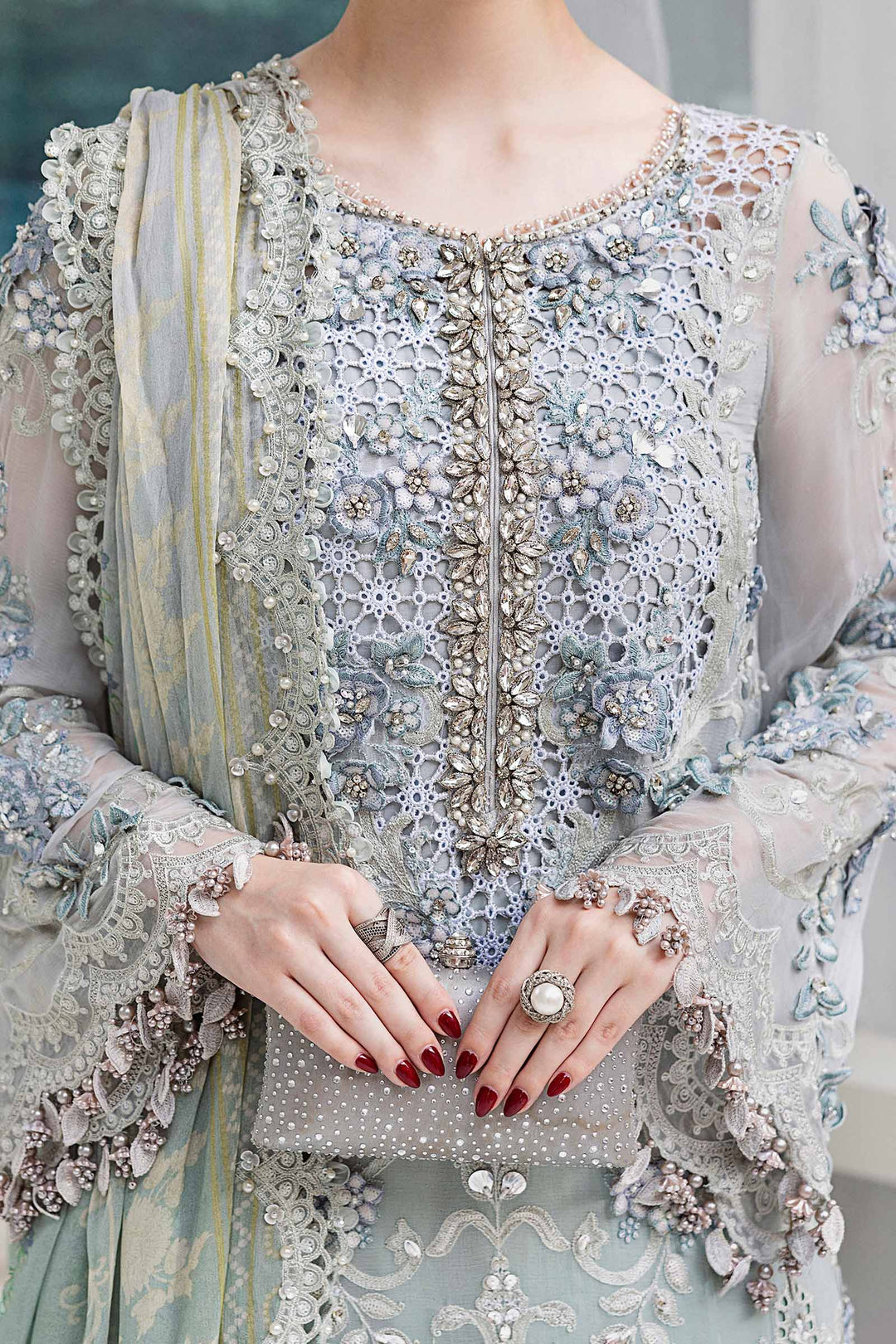 3 Piece Unstitched Embroidered Chiffon Suit | MPC-25-108