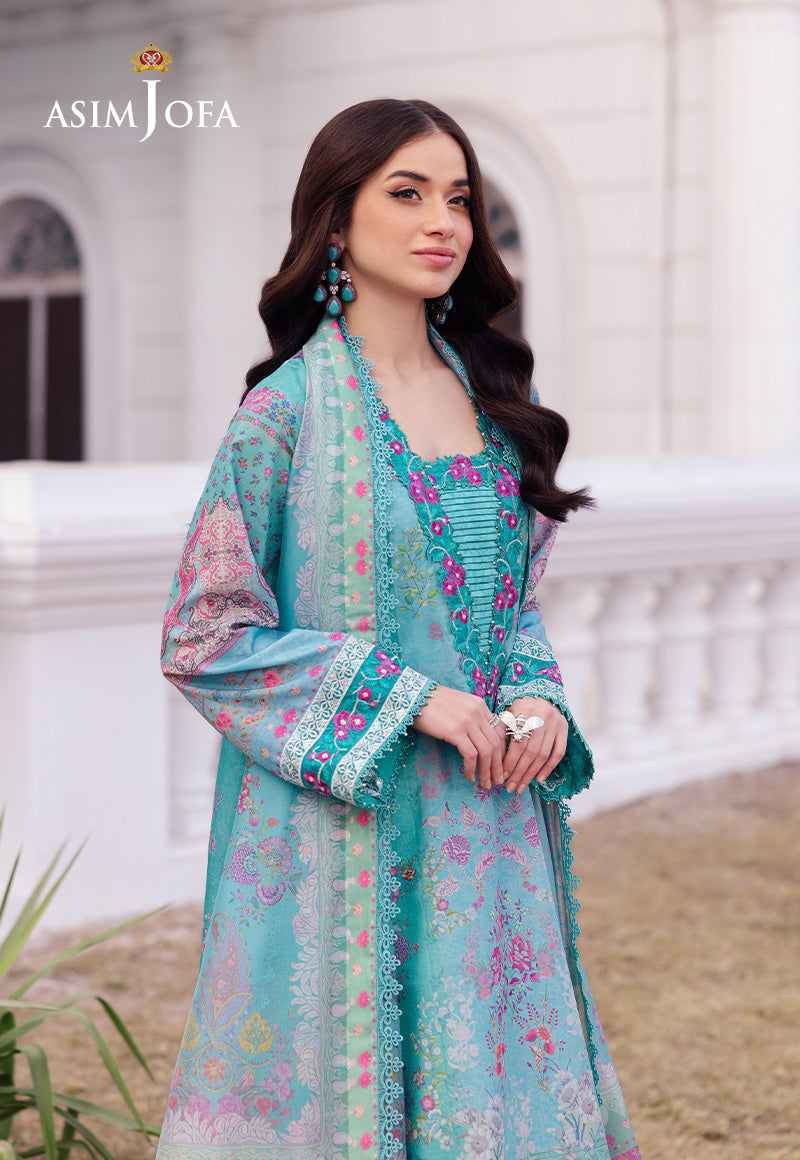 AJRS-04 PRINTED EMBROIDERED RAW SILK 3 PCS