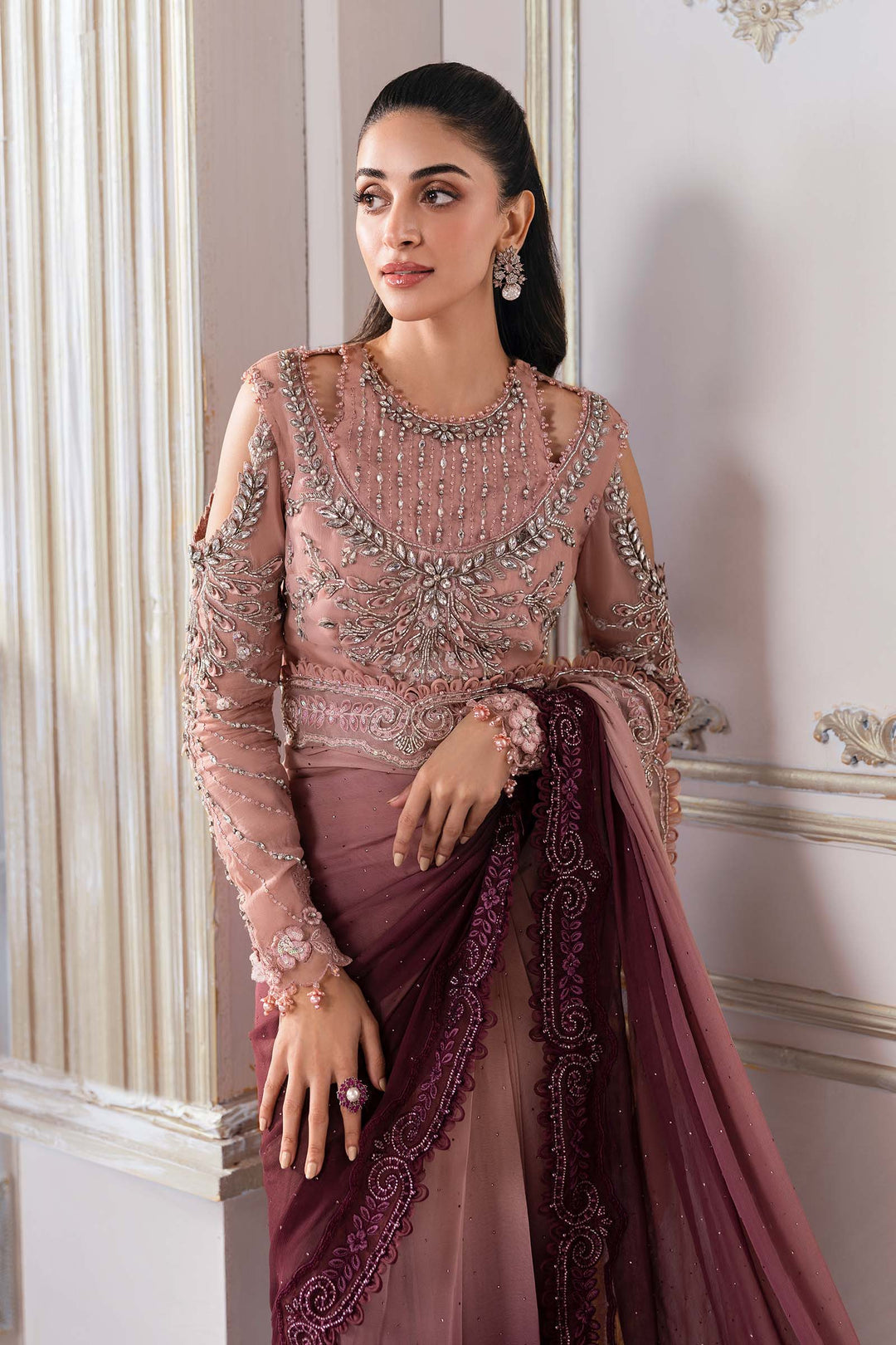Embroidered Chiffon Saree | BD-3001