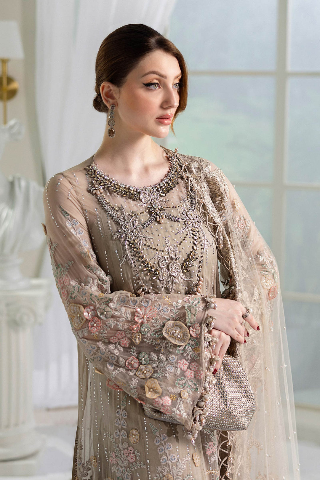 3 Piece Unstitched Embroidered Chiffon Suit | MPC-25-107