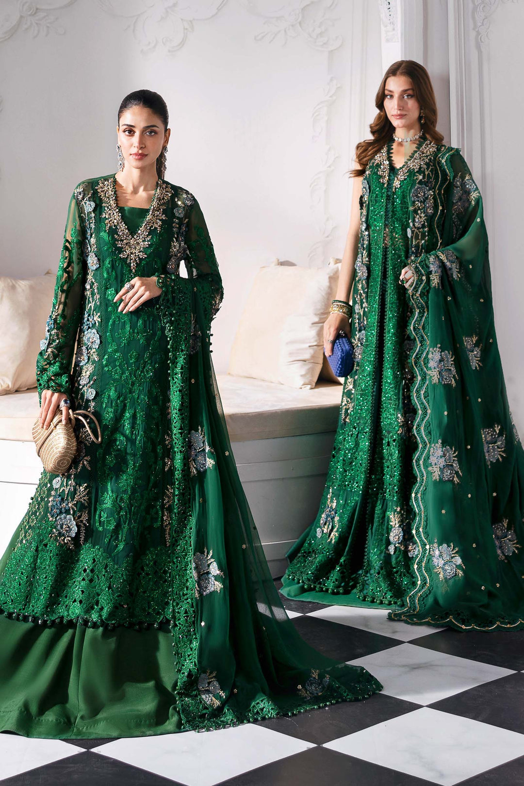 3 Piece Embroidered Chiffon Suit | BD-3008