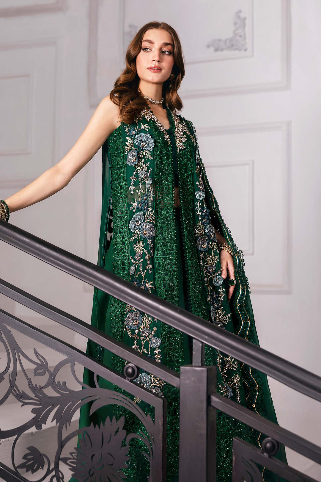 3 Piece Embroidered Chiffon Suit | BD-3008