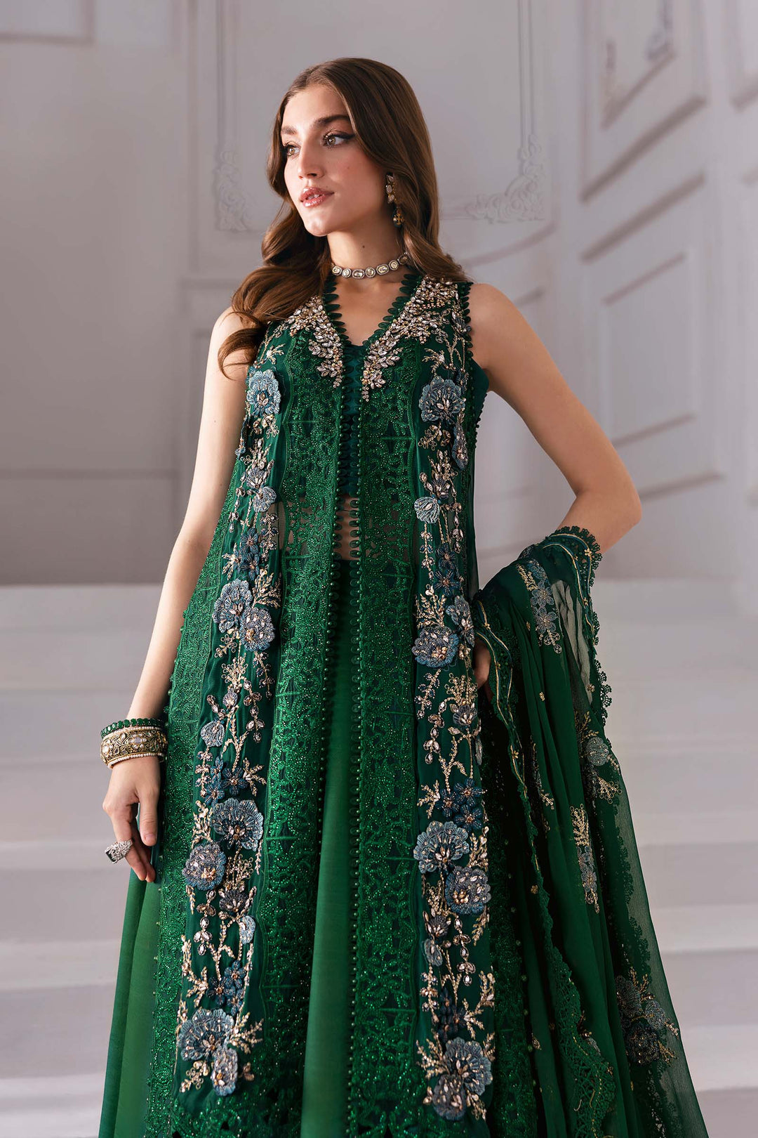 3 Piece Embroidered Chiffon Suit | BD-3008