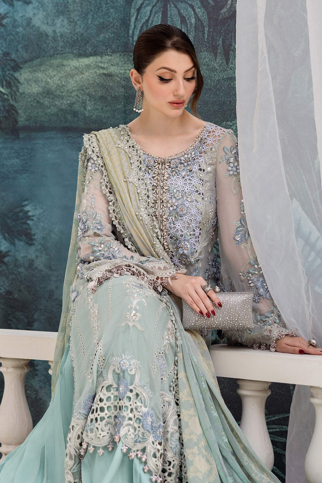 3 Piece Unstitched Embroidered Chiffon Suit | MPC-25-108