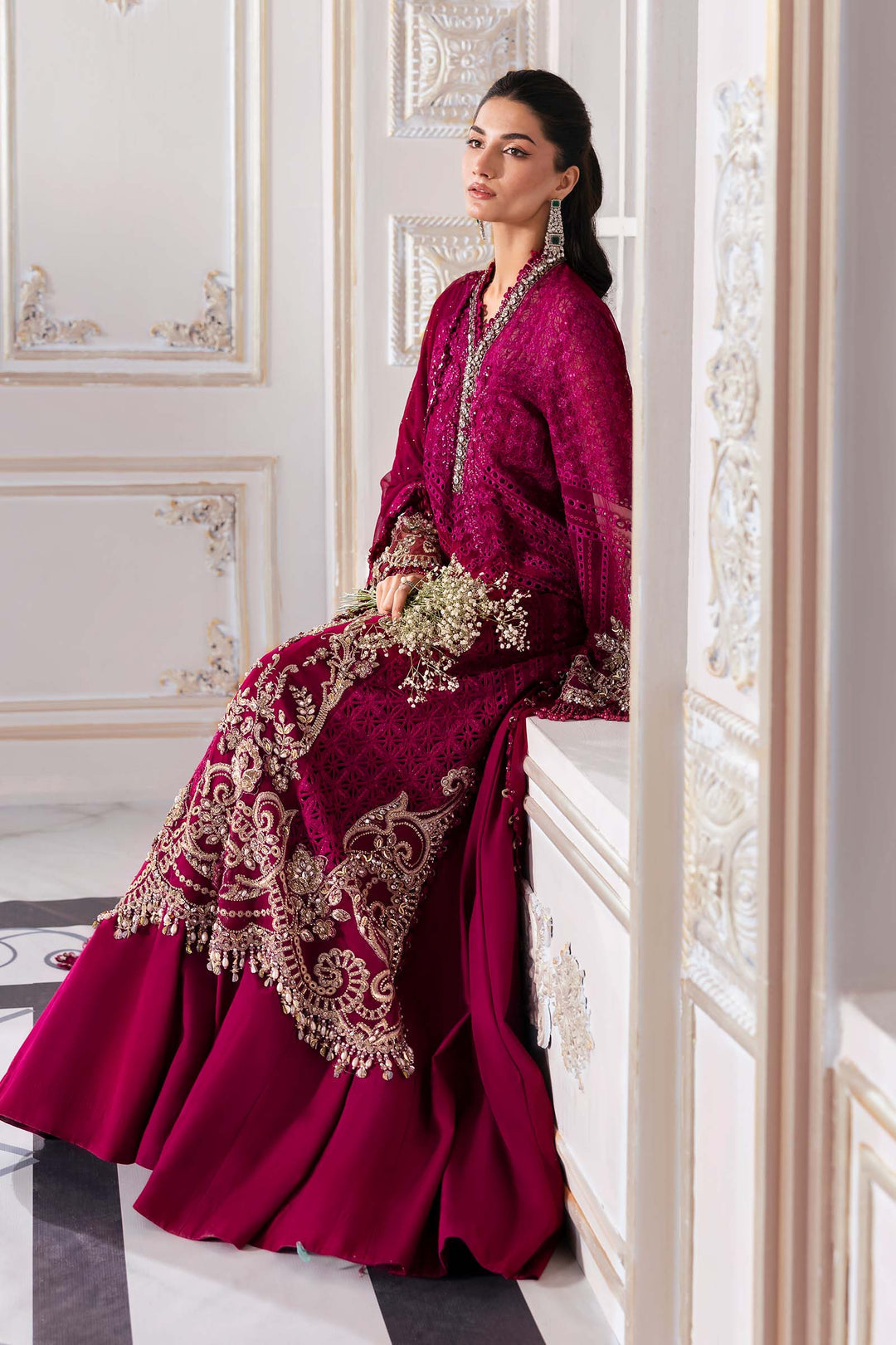3 Piece Embroidered Chiffon Suit | BD-3003