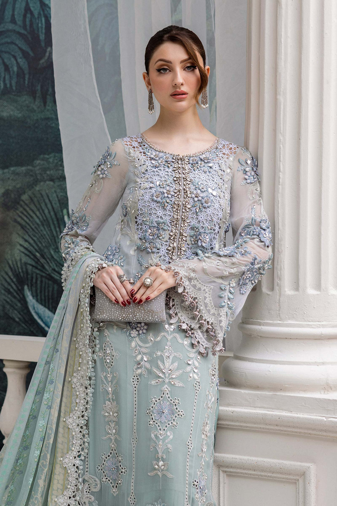 3 Piece Unstitched Embroidered Chiffon Suit | MPC-25-108