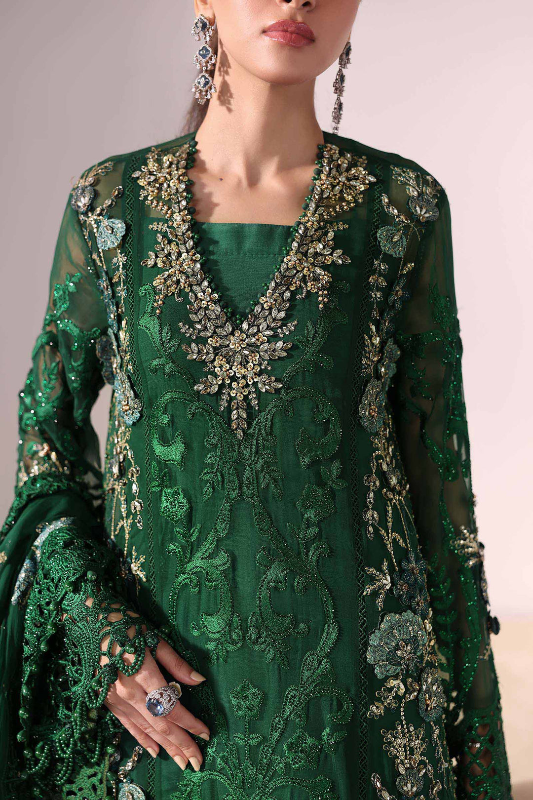 3 Piece Embroidered Chiffon Suit | BD-3008