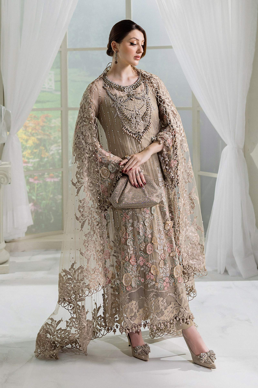 3 Piece Unstitched Embroidered Chiffon Suit | MPC-25-107