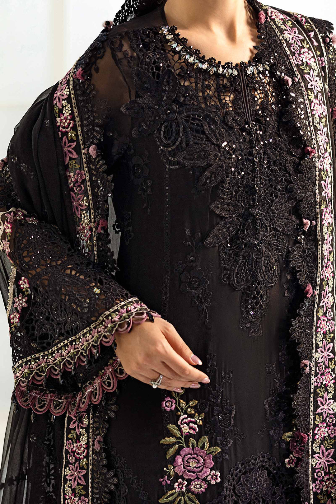 3 Piece Unstitched Embroidered Chiffon Suit | MPC-25-104