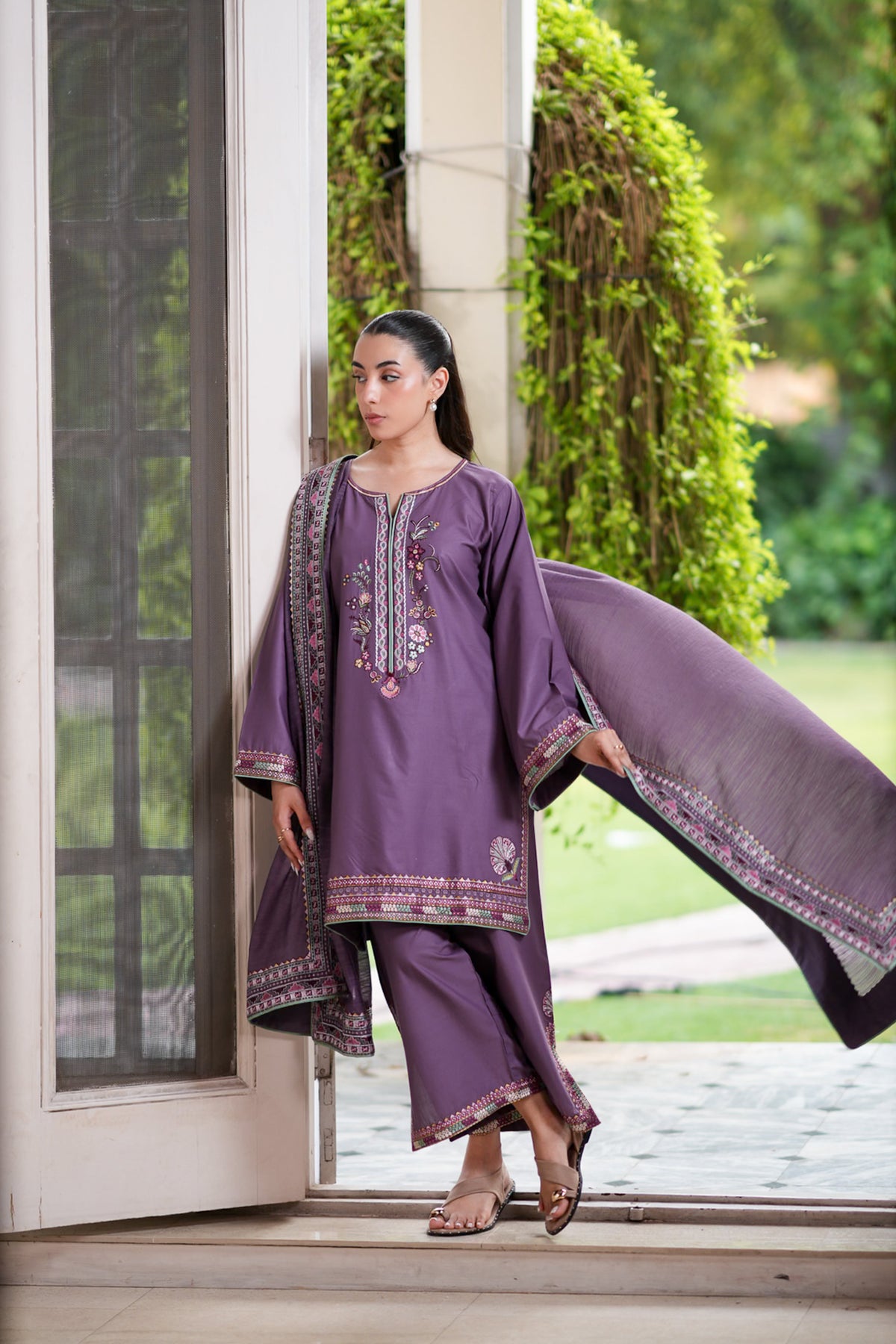LAVENDER LUXURY EMBROIDERED LAWN 3PCS SET (NPA3-26439) - READY TO WEAR STAYCATION 2026