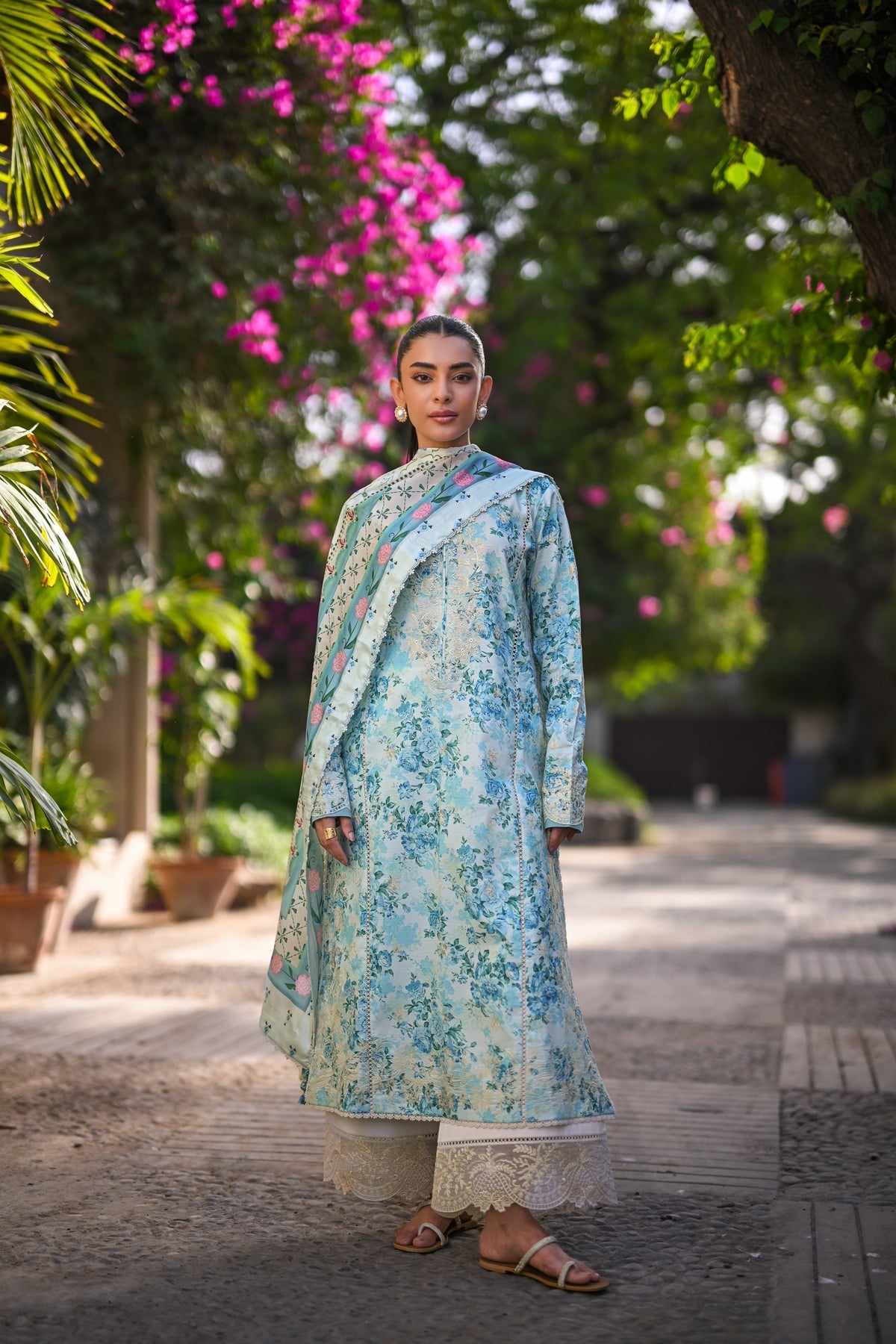 MINT SORBET LUXURY PRINTED EMBROIDERED LAWN SET (NEL-25618)