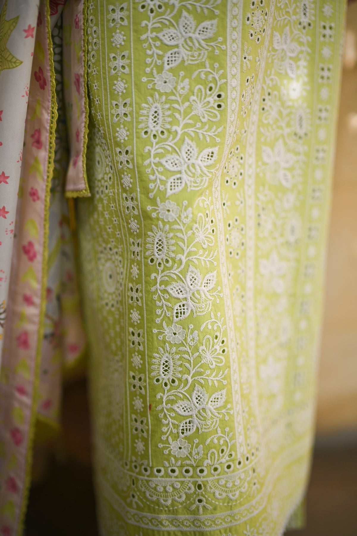 CARNIVAL (2) - PASTEL MINT GREEN LUXURY PRINTED EMBROIDERED LAWN SET (NEL-25615)