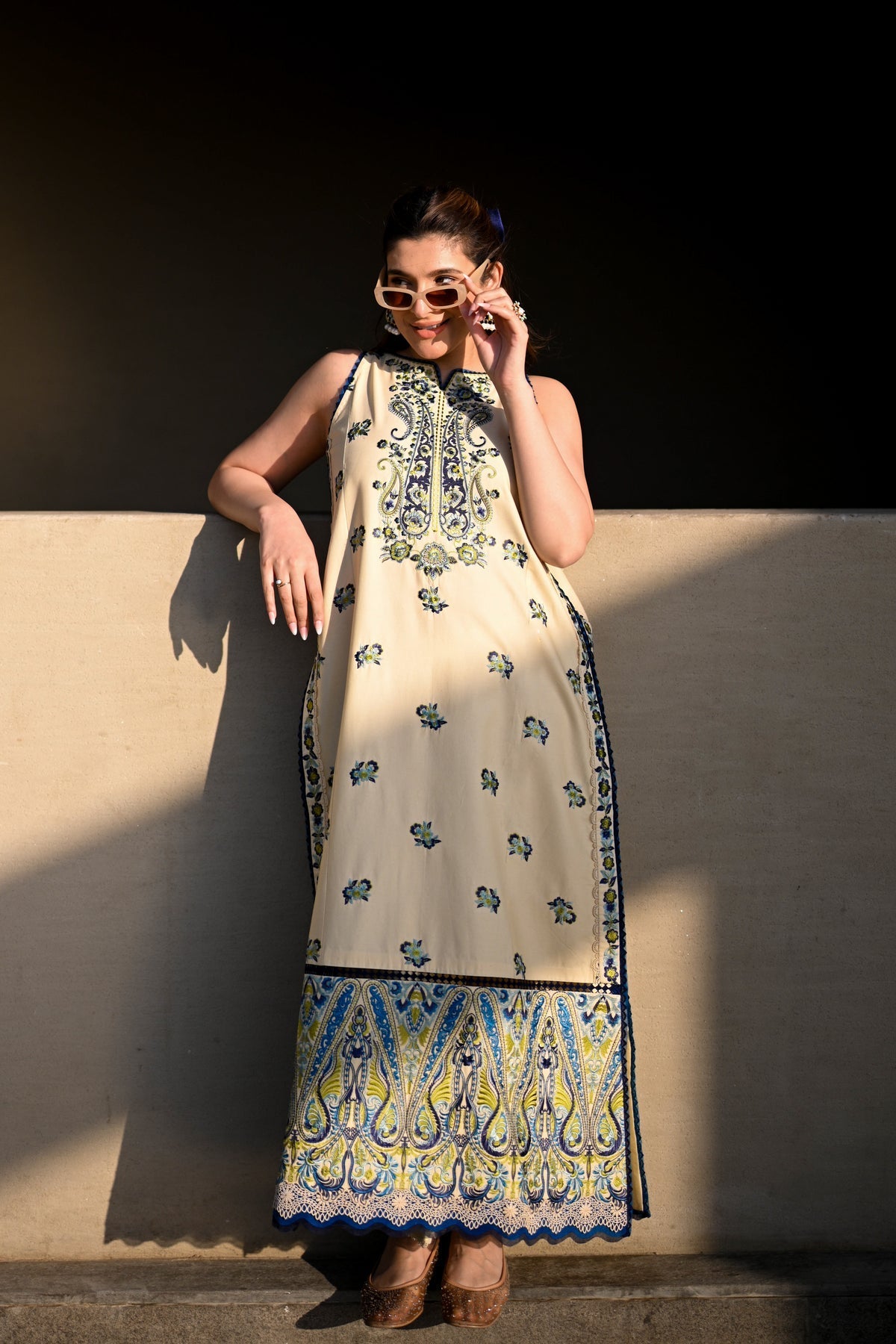ZAINAB 1: WARM IVORY LUXURY EMBROIDERED LAWN SET 2025 (NEL-25604)