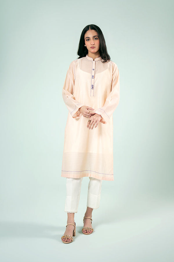 Pret Collection - Fozia Khalid - Basics Vol 3 - Peach Blossom Kurta