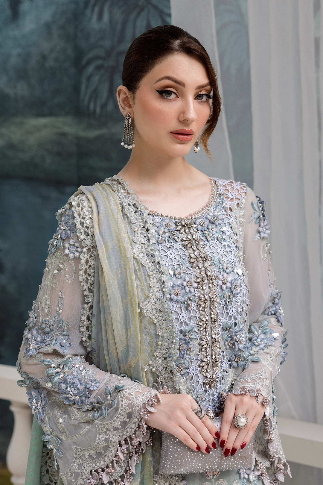 3 Piece Unstitched Embroidered Chiffon Suit | MPC-25-108