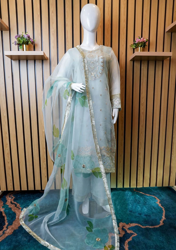 Formal Collection - Madiha Jahangir - 4 Piece Semi Stitched - Pastel Sky Serenity