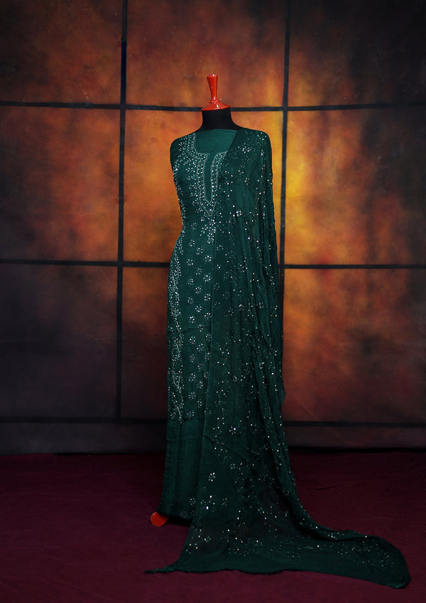 Winter Collection - Riwaj - Bamber Chikankari W/ Sequence Work - B Green