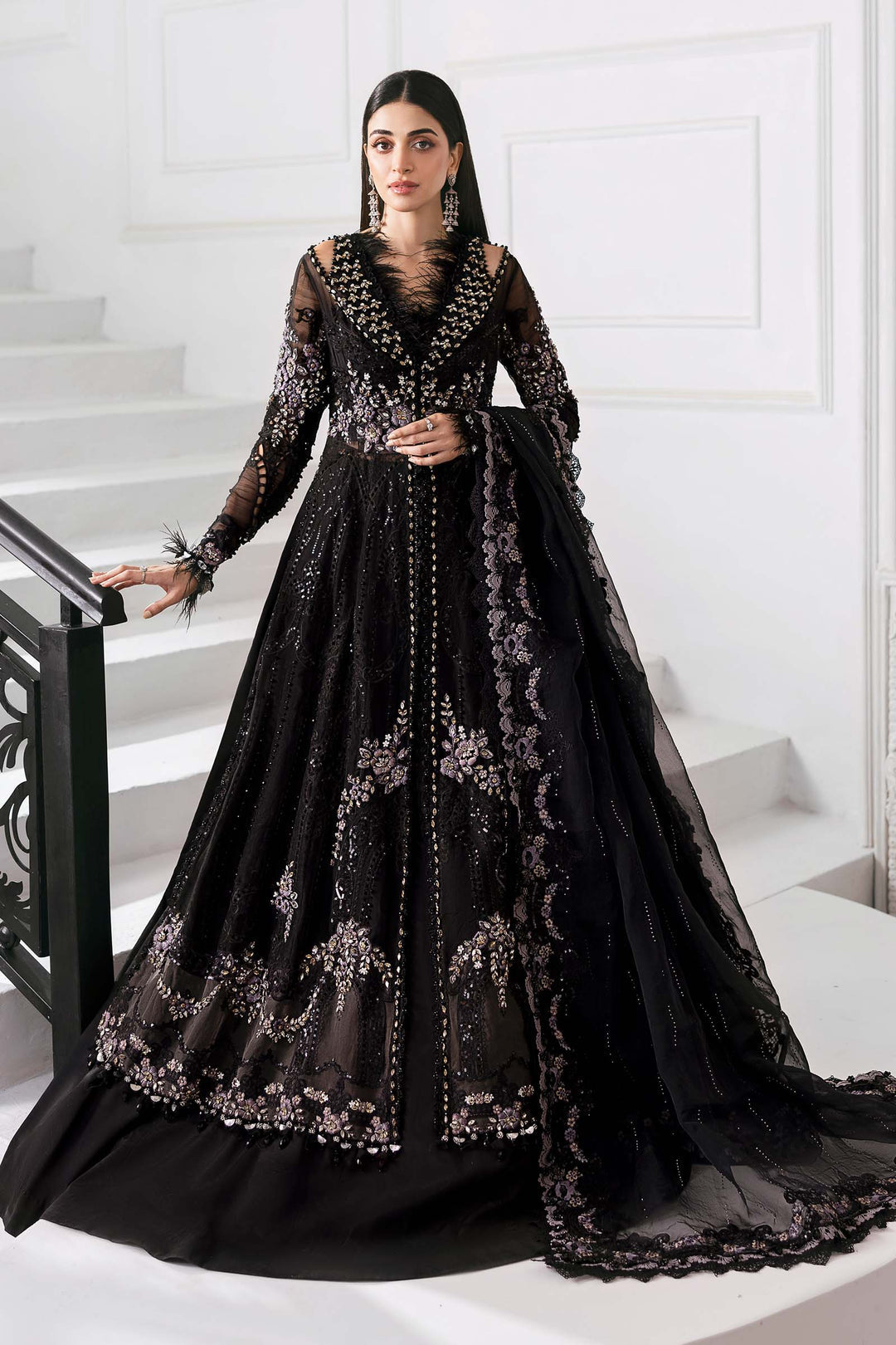 3 Piece Embroidered Organza Suit | BD-3004
