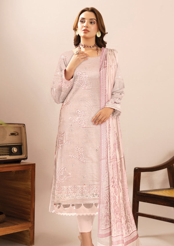 Lawn - Humdum - Embroidered - T Pink