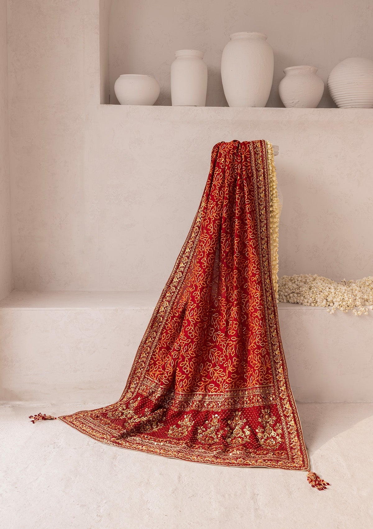 WEDDING FESTIVE '25 - VOL. 2 - RED MEDIUM SILK SHAWL