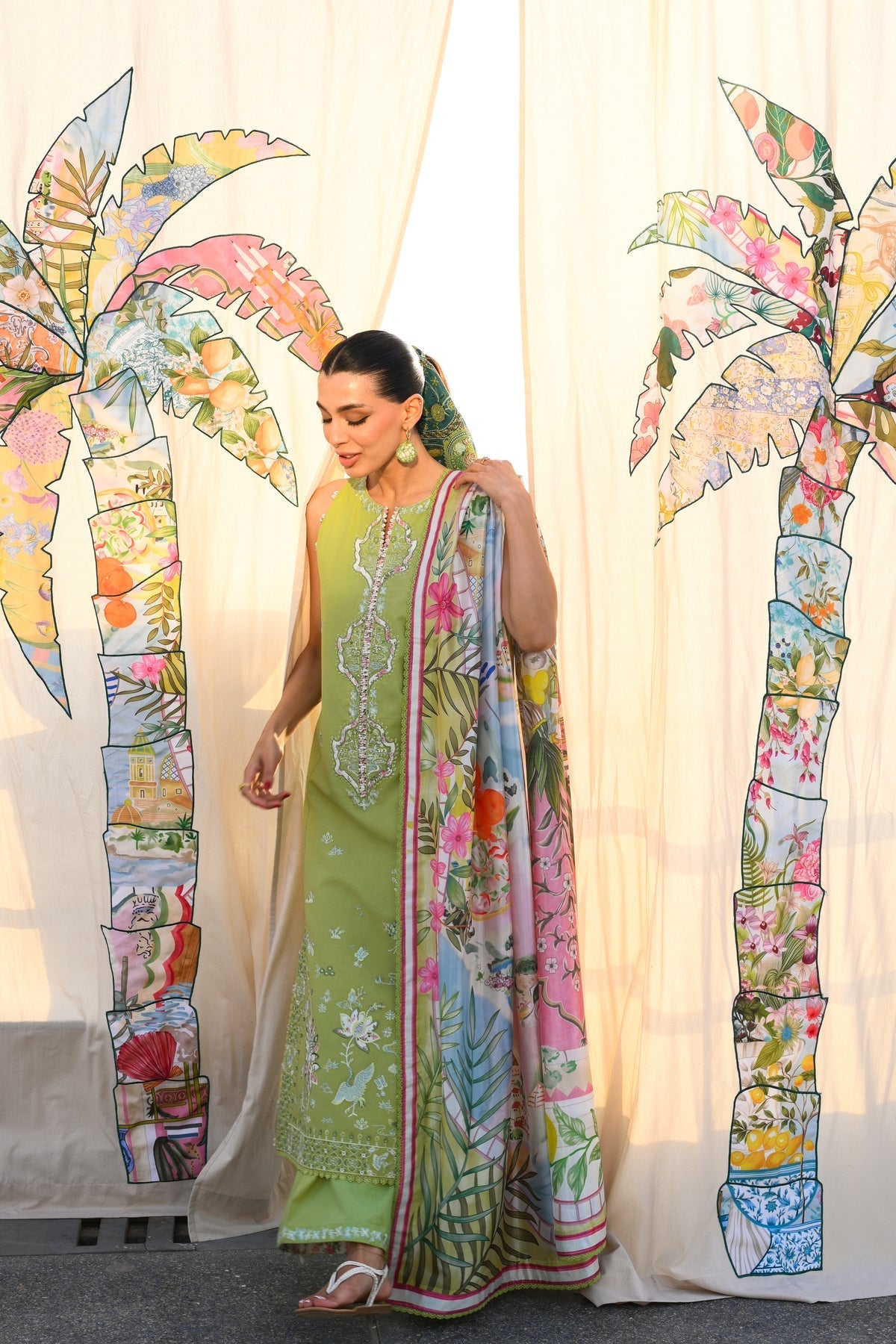 KIWI GREEN LUXURY EMBROIDERED LUXURY LAWN SET (NEL-26608) LUXURY LAWN X EID 2026