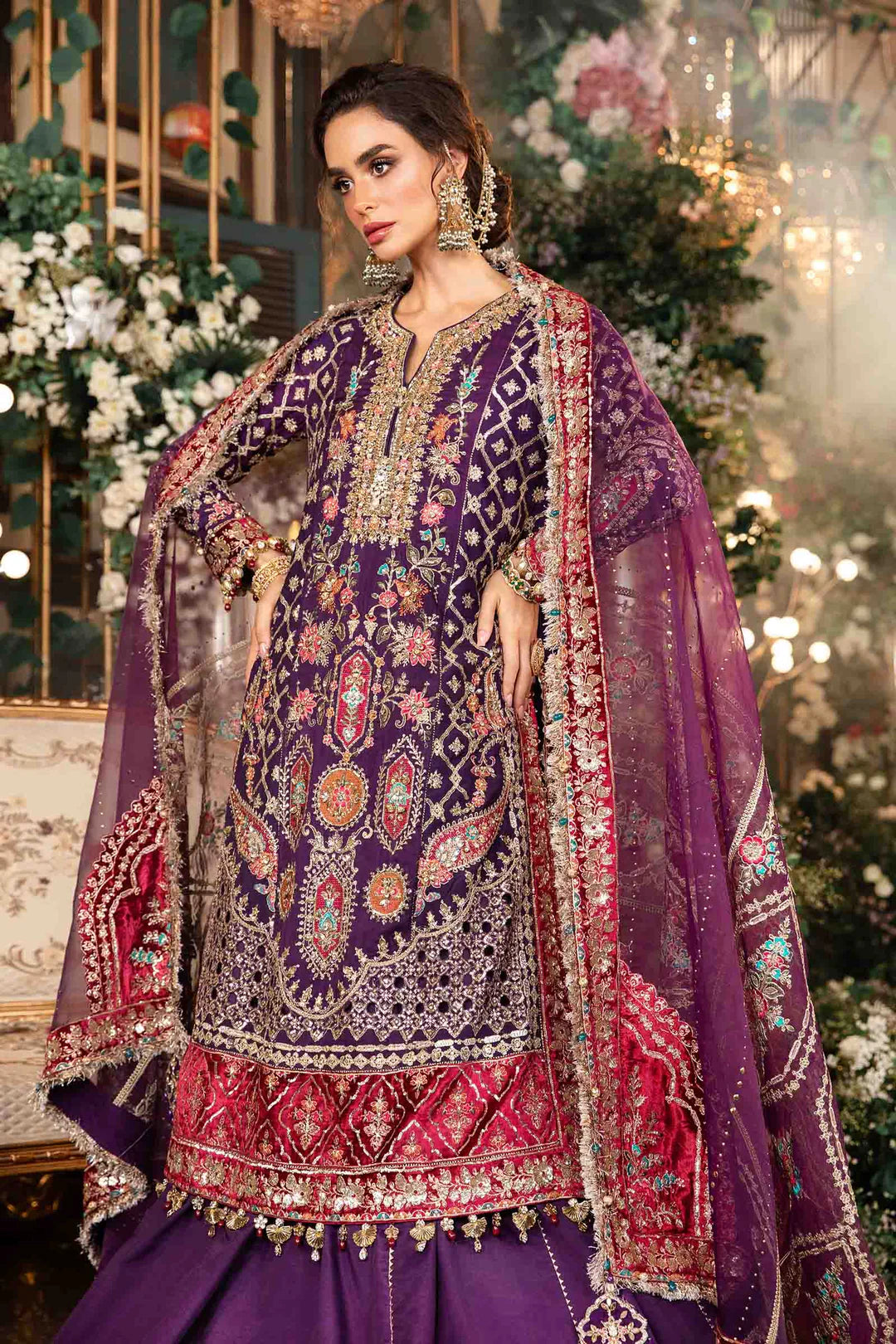 Embroidered Raw Silk Suit | BD-2903