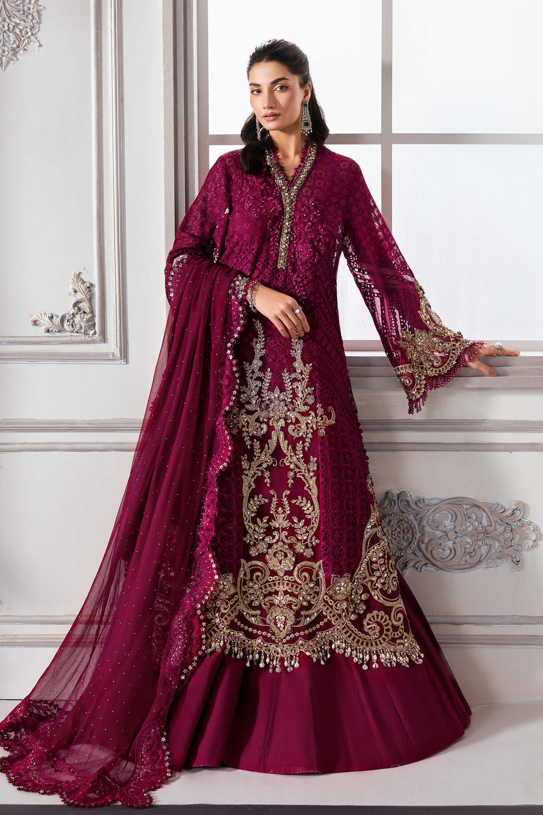 3 Piece Embroidered Chiffon Suit | BD-3003