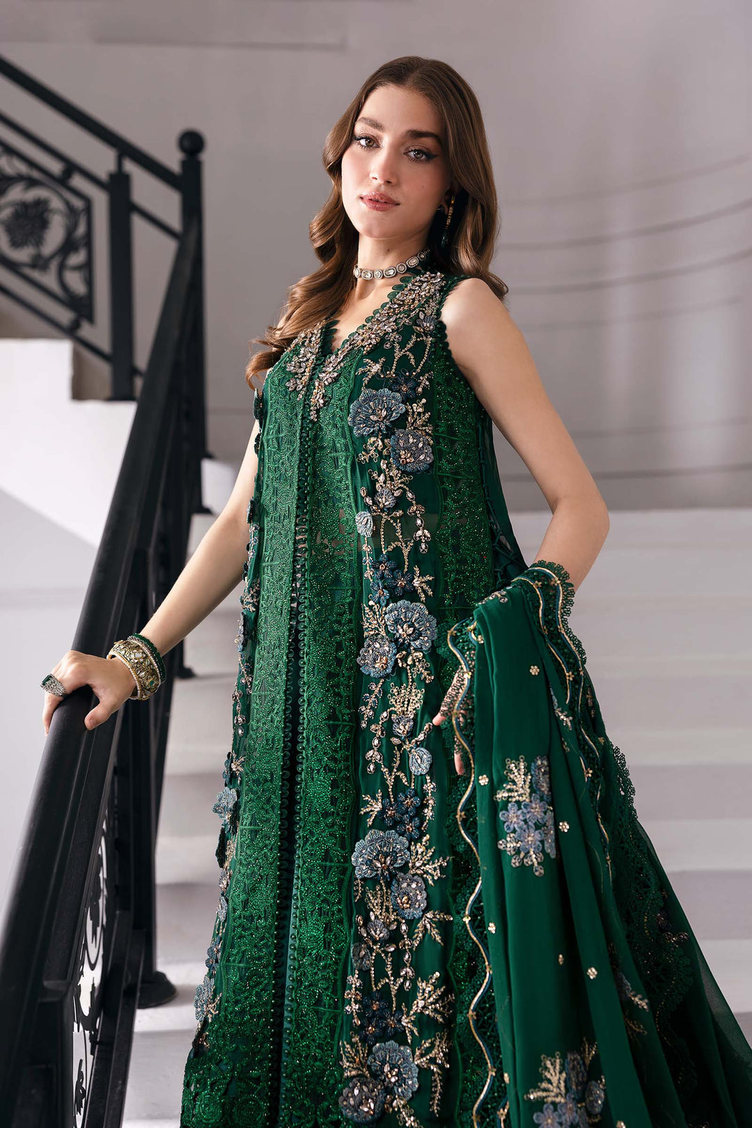 3 Piece Embroidered Chiffon Suit | BD-3008