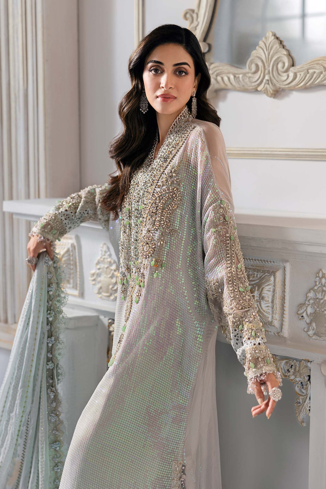 3 Piece Embroidered Chiffon Suit | BD-3005
