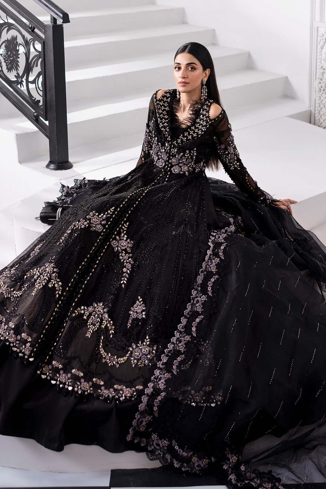 3 Piece Embroidered Organza Suit | BD-3004