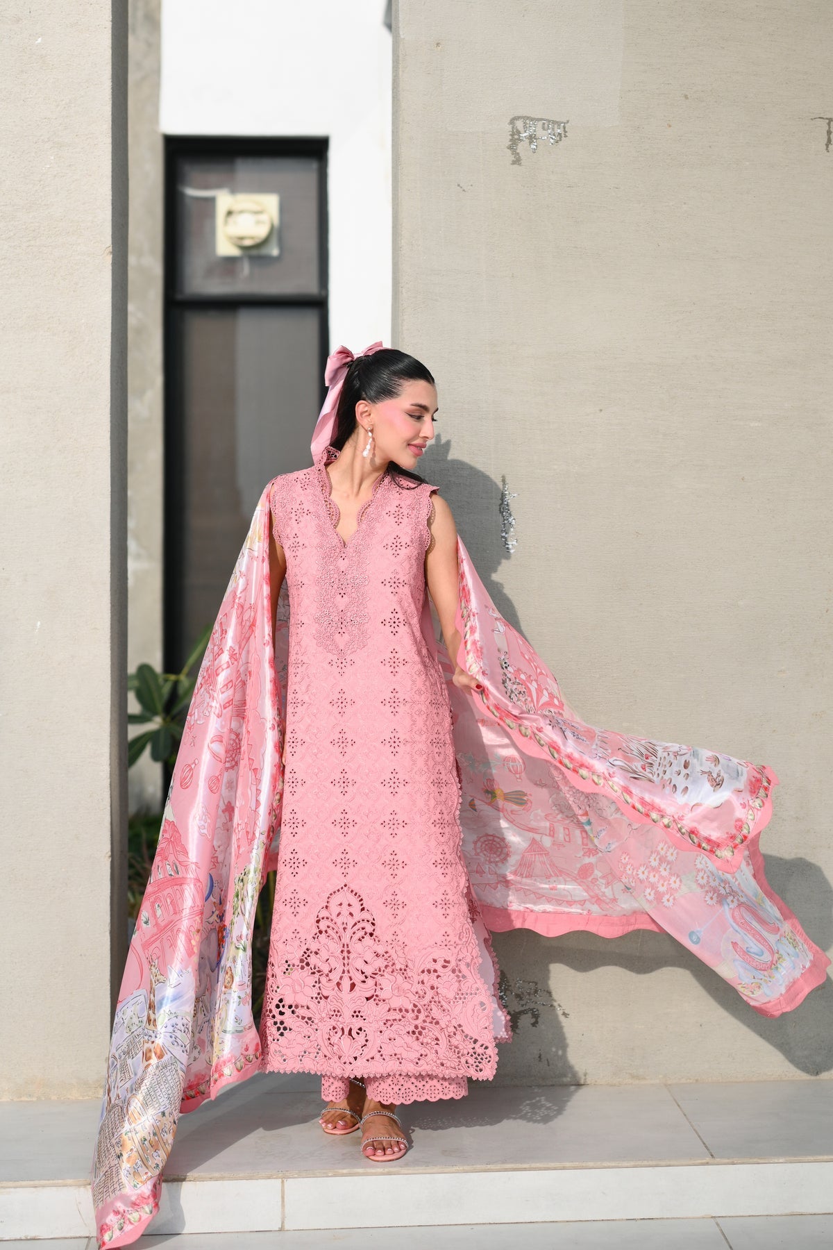 BABY BLUSH PINK LUXURY EMBROIDERED LAWN SET (NEL-26612) LUXURY LAWN X EID 2026