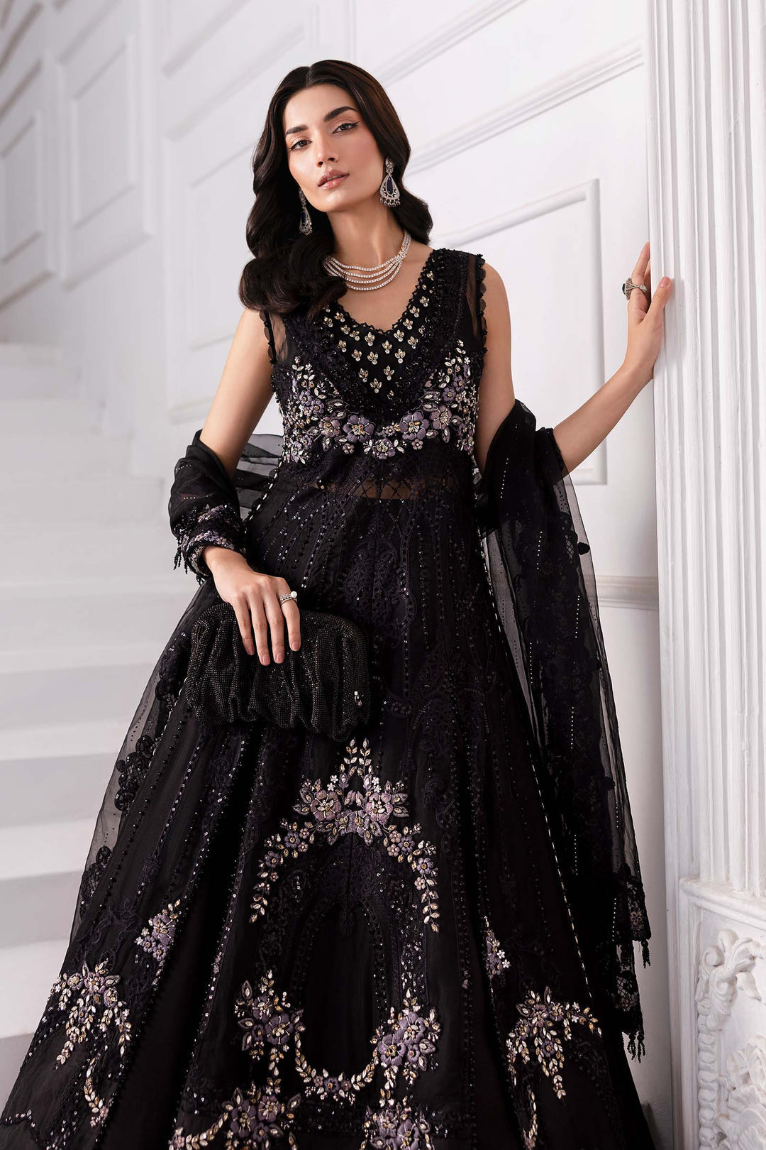 3 Piece Embroidered Organza Suit | BD-3004