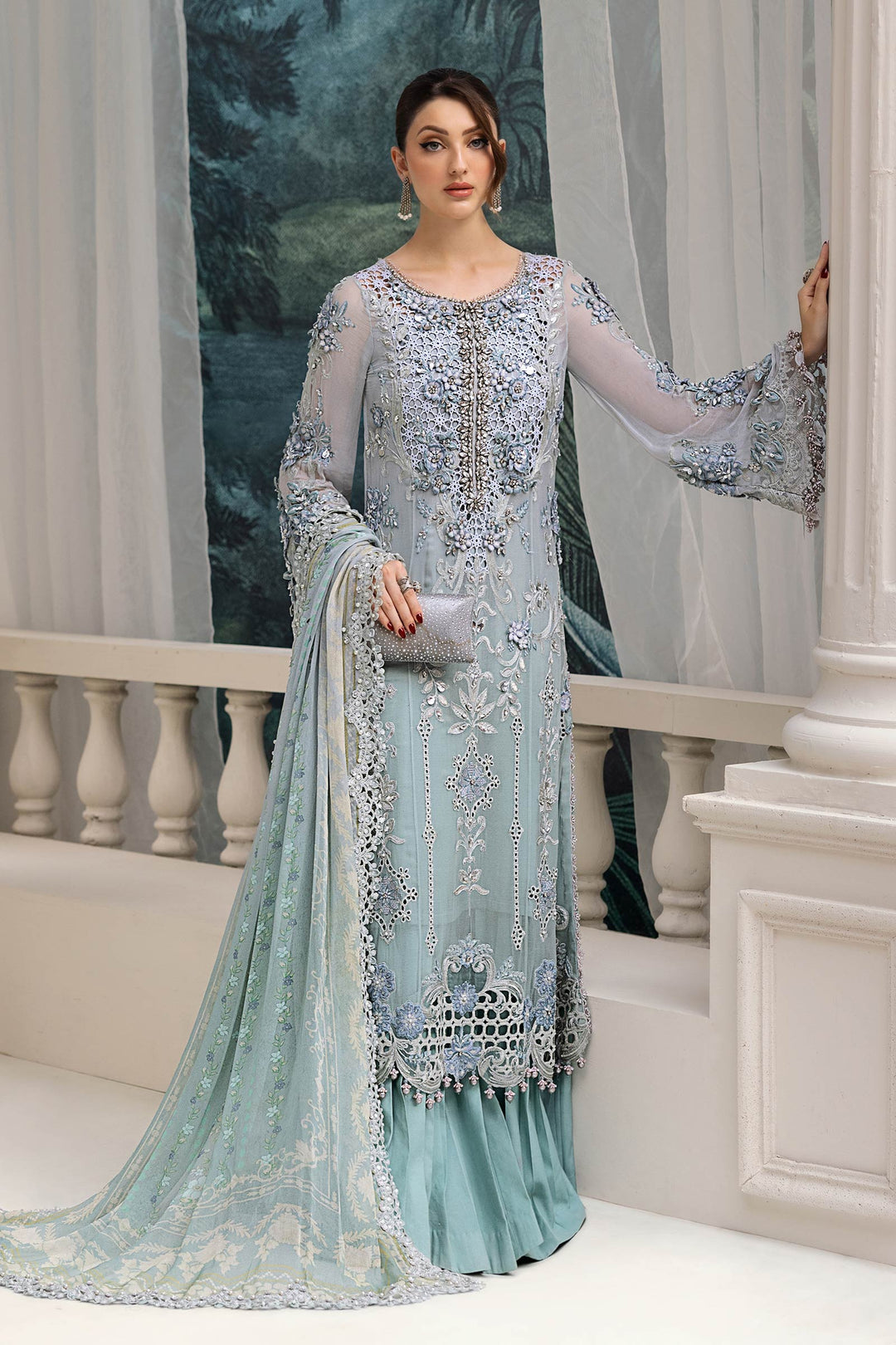 3 Piece Unstitched Embroidered Chiffon Suit | MPC-25-108