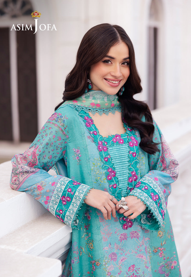 AJRS-04 PRINTED EMBROIDERED RAW SILK 3 PCS