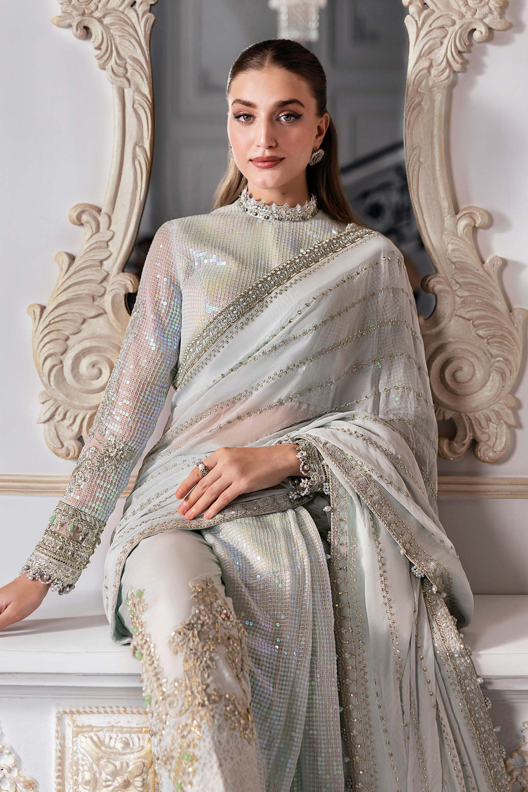 3 Piece Embroidered Chiffon Suit | BD-3005
