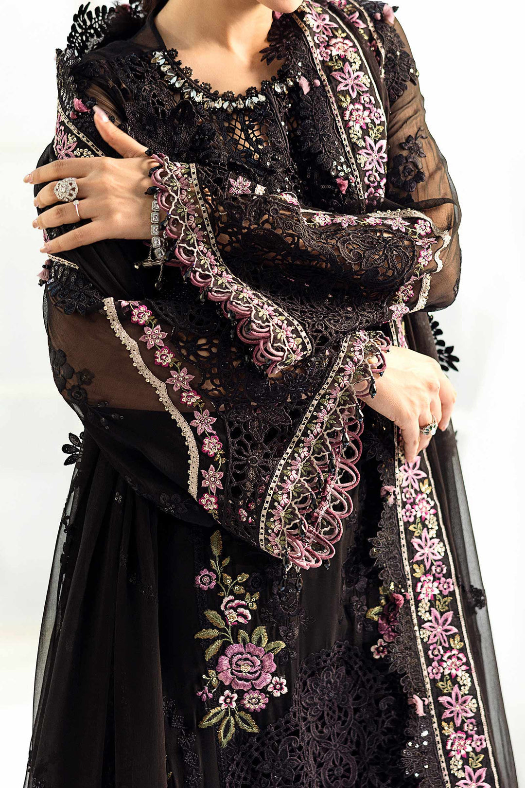 3 Piece Unstitched Embroidered Chiffon Suit | MPC-25-104