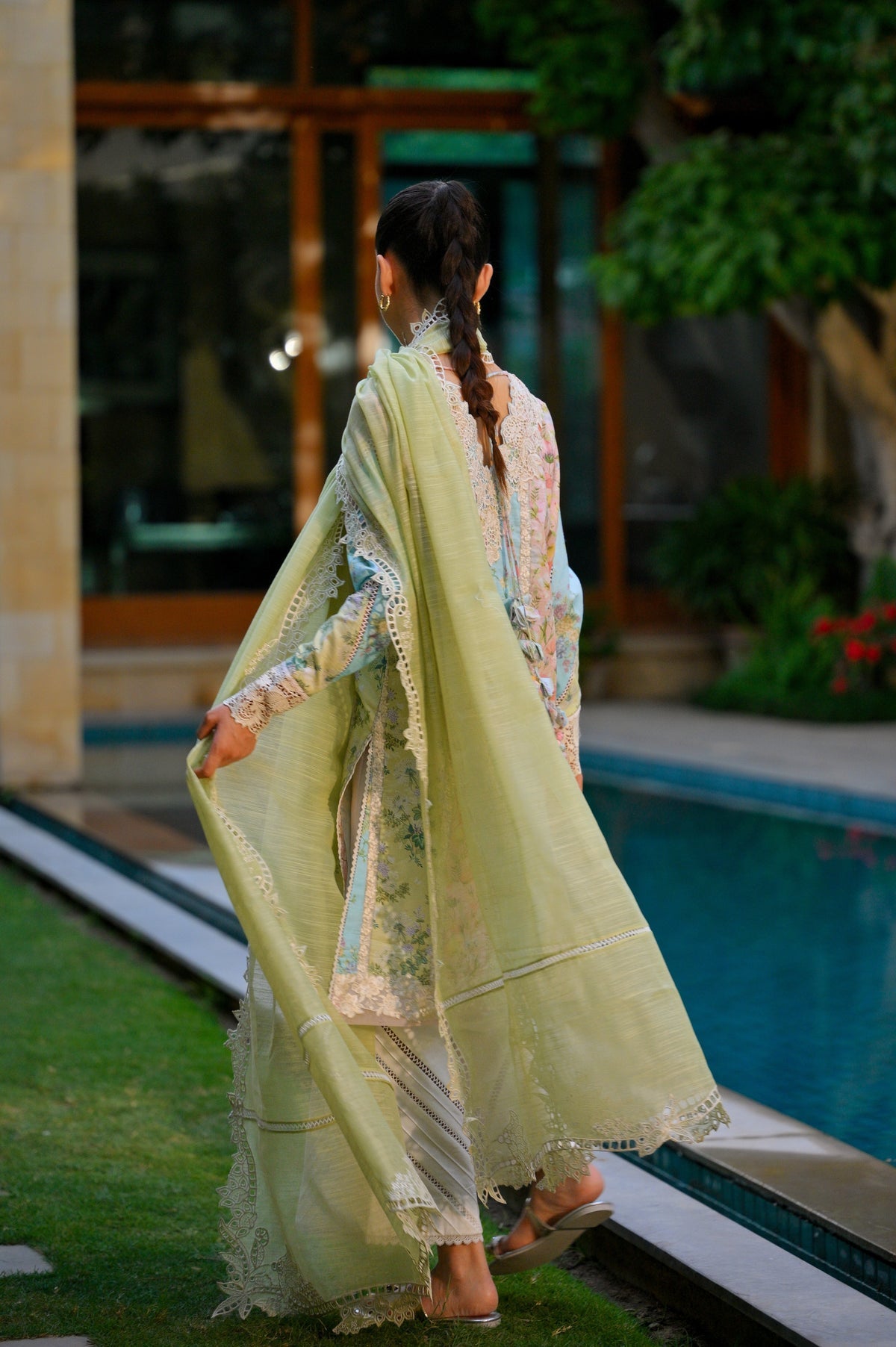 WHISPERS OF SUMMER / PISTACHIO LUXURY PRINTED EMBROIDERED LAWN SET (NEL-25620)